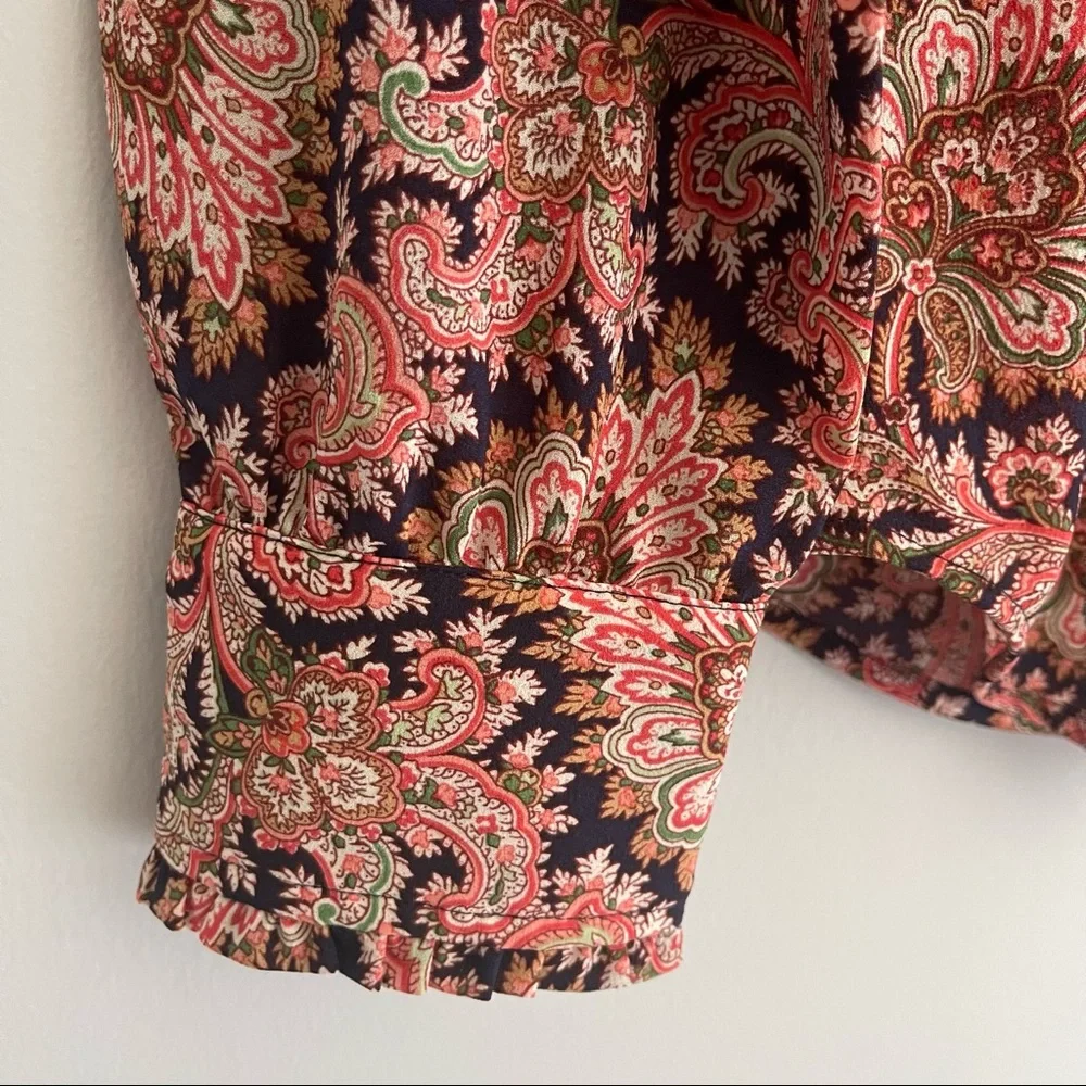 J. Crew Paisley Ruffle Button Down Blouse